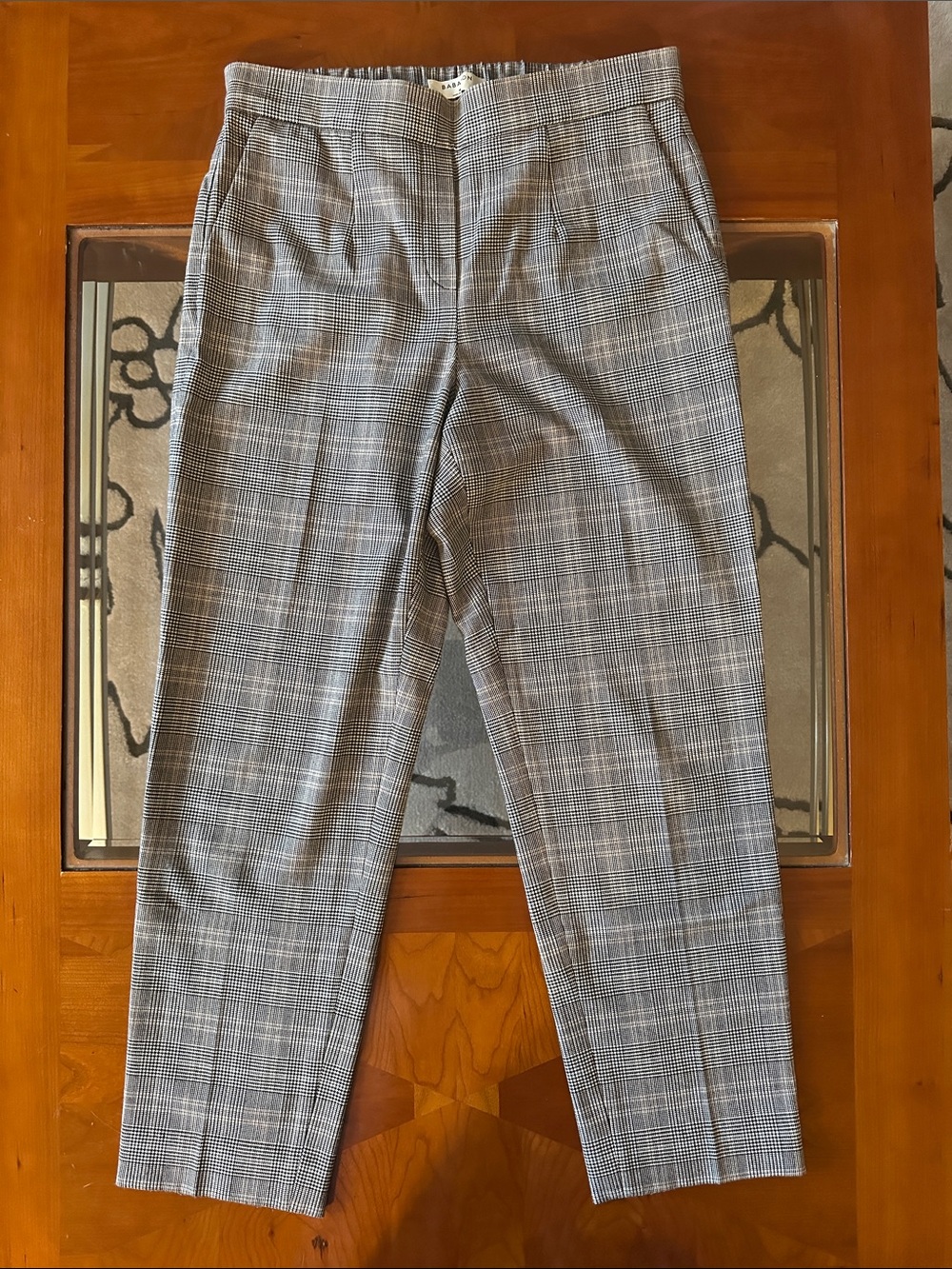 Aritzia Babaton Black and Gray Glen Plaid Dress Pants